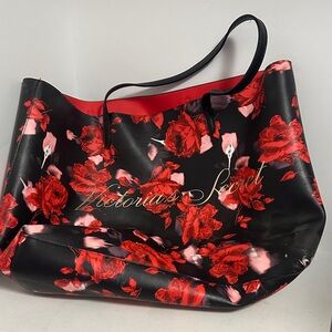 Victoria's Secret Black and Red Floral Tote